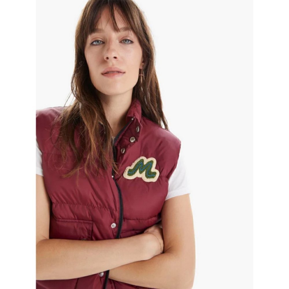 💕MOTHER💕 The Pillow Talk Patch Puffer Vest Long Distance Run Around Large NWOT
